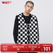 (WUT official store) This is not the ordinary checkerboard fabric five-color high-density knitted vest sweater