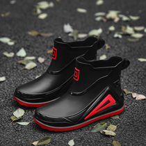 Water Shoes Mens Fashion Models Anti-Slip Waterproof Rubber Shoes Men Midtubes Fishing Rain Boots Man Gvet Warm Metal Stormy Shoes