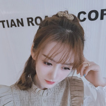 Korean ins imitation Crystal Hairband tie head temperament Net red bow large intestine hair rope female simple velvet head rope