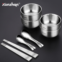 German kunzhan304 Stainless Steel Children Bowls Suit Home Chopsticks Students Cutlery Spoon Family 12 pieces