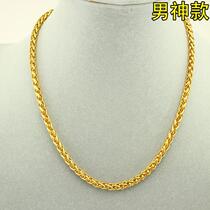 Chow Tai Fook Huamei gold necklace mens Japanese and Korean 18K gold chain does not fade personality ball bead chain tide decoration