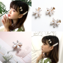 Five petal flower Pearl hairclip female Net red side hairclip Korean clip headpiece top clip edge clip hairpin girl top clip