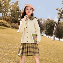 Girls Dress Set 2021 Autumn and Winter New Women Big Children Dress Sweater Two Piece Set Children Set Women