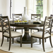 Foreign trade export French retro do old round dining table American country solid wood telescopic table high-end dining table and chair combination