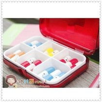 New 876 Donuts 29 small cross medicine box 6 grid plastic pill storage box six grid portable