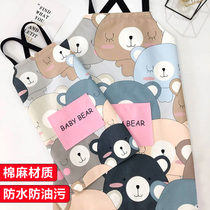 Nordic childrens apron painting clothes waterproof primary school children Kitchen home men and women cute cartoon parent-child oil-proof cotton linen