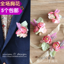 Super beautiful exclusive original high-end simulation corsage bride Lang parents bridesmaid best man wrist brooch chest floating