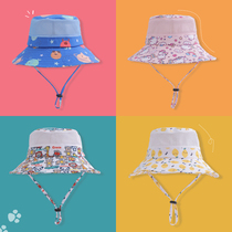 Childrens sunscreen cap summer cute cartoon anti-ultraviolet increase eaves breathable thin fishermans hat shade ins Wild