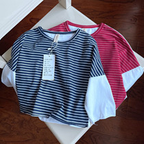 4419 Cotton Childrens Striped Splice T-Shirt Summer Baby Half Sleeve Top-3 25