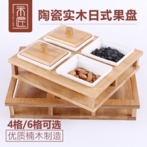 Mason boutique creative dried fruit box fruit tray day style with cover fruit Lattice Trays Ceramic Dogcandy Snacks Pan