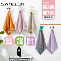 Sanli hand towel hanging cute cartoon soft water absorption kitchen bathroom hand towel Household childrens handkerchief