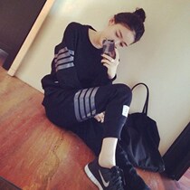 European station sports sweater suit womens 2020 autumn and winter new thin loose long-sleeved casual thickened pure cotton womens clothing