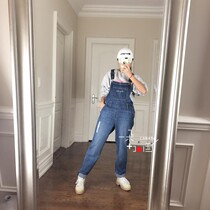 Clearance Canadian hair TOMMY JEANS Tommy ladies one-piece blue loose jeans straps pants