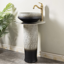 Column wash basin floor-standing pool basin household column washbasin outdoor integrated ceramic column basin 5