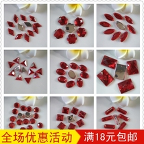 Taiwan acrylic drill big red hand-stitched wedding dresses dress accessories Accessories Sewn clothing Drilled Diy Hair Accessories