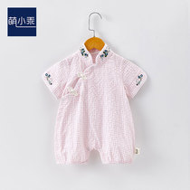 Baby summer dress neonatal clothes 0 - 12 months daughter 3 halo Chinese style and thin 9