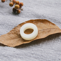 White Jade Bodhi root ring semi-finished sandalwood handmade DIY ring material sandalwood ring inlaid silver Green Pine material