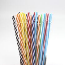 23cm ring multi-color threaded plastic straw PP two-color straw Mason bottle Cup drink straw