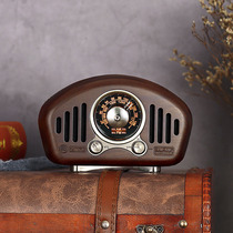 Bluetooth Speaker Retro Nostalgia Wood Heavy Bass Computer Desktop Home Onboard Delivery Courtesy Wireless Plug-in U Pan Small Sound Creative Gift FM AM Radio Player Even Mobile Phone Low Sound Gun