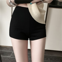 Elastic black shorts female summer outside wearing Korean version High waist display slim hot girl ice silk safety shorts beating base anti-walking light