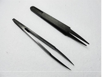 New anti-static black plastic tweezers elbow camera flat head electronic flat tip factory dedicated 93303 carbon