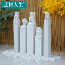 Horse pile stone carving antique garden stone lion horse pillar Chinese Bolt horse stone indoor porch courtyard Bolt horse pile