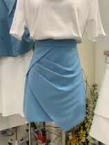 DVZ irregular skirt 2021 early spring fold bag hip skirt student anti-light suit A- line dress female 9301