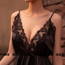 Interest Lingerie Private Room Ice Silk Harnesses Sleeping Dress Women Summer Thin lace Lace Fire Hot Temptation Big Code Emulation Silk Home Clothing