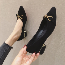 Hong Kong Tide brand thick heel single shoes women 2021 new fairy evening evening evening breeze gentle middle with Lady black high heels tide