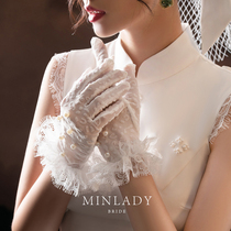 White lace gloves designer handmade daily cheongsam wedding accessories