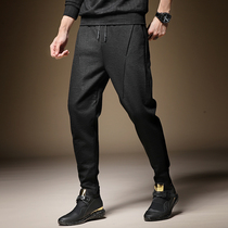 Tide Card Spring Autumn Men Sports Kharen Pants Loose sweatpants 2022 new Korean version Trend plus suede small feet long pants