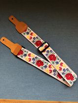 Handmade 5CM embroidered red rose folk guitar belt electric guitar with bass belt