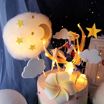 Star Moon with lamp Cotton Cloud lamp cake decoration cotton lamp stereo Cloud lamp baking decoration plug-in