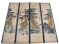 Imitation ancient character painting Tang Bohu character painting ancient painting 4-tiger picture ancient playing country painting book room decoration hanging and painting four screens