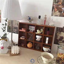 Cup Plaid Rack Tabletop Containing Cabinet Retro Nine Palace Lattice Cosmetics Solid Wood Small Cupboard Jewellery Wall-mounted Shelve
