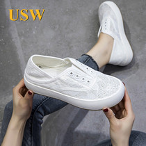 2021 Summer New Lace Small White Shoes Women Fisherman Shoes Summer Thin Thick Bottom Breathable Mesh Panel Shoes Mesh Shoes