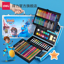 Del watercolor pen gift box painting tool set for men and women art supplies full set of painting set children gift washable watercolor pen Primary School color pen baby color brush tool