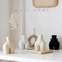 WULIHOME Human Butt Styling Ceramic Vases Ins Minjuku Hotel Shop Soft Dress Design Desktop Pendulum