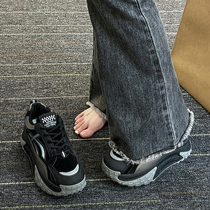 Daddy Shoes Womens 2022 New Autumn and Winter Thick-soled Heightening Casual Sports Shoes Net Red Explosion Waffle Forrest Gump Shoes