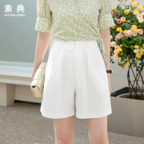 Suit shorts womens summer thin section 2022 new high-waisted outer wear white wide-leg pants a word thin casual pants