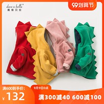 davebella David Bella baby childrens clothing autumn and winter boys baby dinosaur monster with hat clip cotton coat