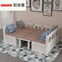 Sofabed solid wood foldable bedroom sitting dual-purpose small apartment simple living room sofa sofa table integrated multi-function