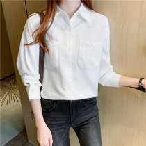 2022 Spring new lamp core suede long sleeve shirt female outside wearing loose 100 lap design sensation a little crowdsourced blouse