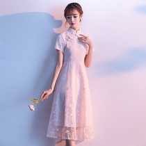 2023 summer new fat sister plus size womens clothing covering meat dress slimming retro improved cheongsam skirt tide