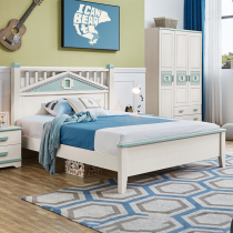 Nordic solid wood childrens bed boy single Mediterranean Prince childrens room furniture combination set 1 2m1 5 meters