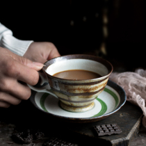 Sakura flower tie Vintage creative coffee cup dish set Water cup Pull flower cup Latte cup Breakfast cup Dessert cup cup