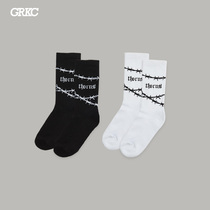 GRKC Chinese thorns stockings Hip-hop national tide wind sweat-absorbing couples sports socks leisure basketball cotton stockings