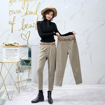 Hairy Haren pants women 2021 autumn and winter New Korean slim slim look Joker thick casual small feet radish pants