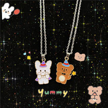 Ah Zhuo autumn winter sweater necklace cute ins bunny bear Korean illustration pendant jewelry necklace please couple