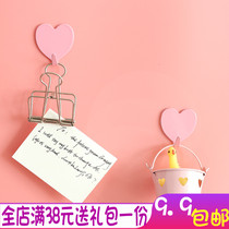 Girl heart small object simple creative home Hook love heart heart silver stainless steel adhesive hook room no trace decoration